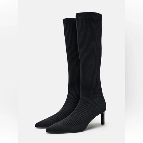 NWT ZARA RIBBED KNIT SOCK BOOT SZ 39 US 8 - Picture 4 of 7